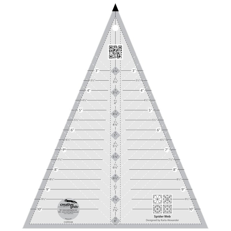 Spider Web Triangle Quilt Ruler – CGRKA6 – Made in USA, 9-1/2in x 11-1/2in, Non-Slip Grip Acrylic Quilting, Sewing, Crafting, Patchwork Ruler & Template